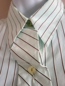 AUTH CHANEL SLEEVELESS STRIPED COTTON LIGHT GREEN SHIRT TOP CC LOGO BUTTONS 40 - Picture 1 of 10