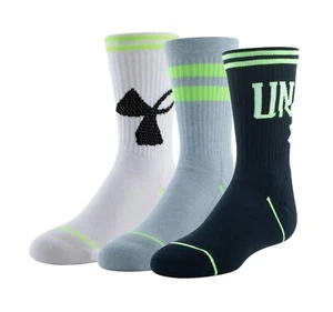 UNDER ARMOUR UA Phenom Crew Socks 3 Pairs Youth (4.5Y-7Y) Women (6.5-9) - Picture 1 of 6