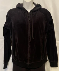 Black Velvet Hoodie Velour Women’s B. Moss Size S Vintage Made In Hong Kong - Picture 1 of 8