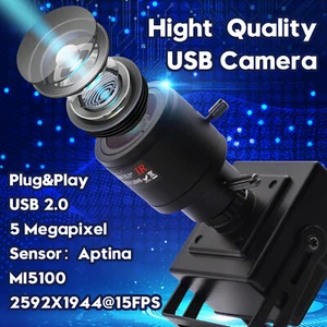 ELP 5MP 2592x1944 webcam 2,8-12 mm obiettivo varifocale fotocamera USB CMOS Aptina MI5100 - Foto 1 di 10