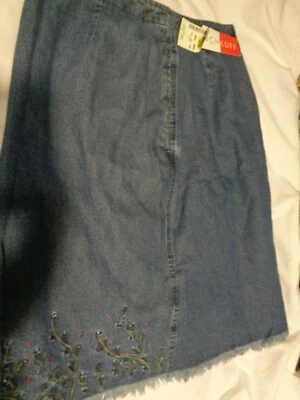 Bracelete francês feminino tamanho 8 jeans comprimento do joelho saia reta comprimento 21” cintura 27" - Imagem 1 de 4