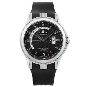 Edox Grand Ocean Day-Date Steel Black Dial Automatic Mens Watch 83006 3CA NIN