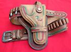ANTIQUE MINTY! RARE! 3 COLOR HAND EMBROIDERED KID'S HOLSTER & CARTRIDGE GUN RIG