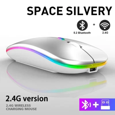 Wireless Mouse RGB Rechargeable Bluetooth Mice Mouse LED Backlit Laptop 3600DPI - Image 1 of 4
