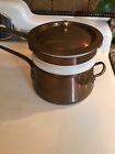Vintage Copper & Brass Double Boiler/Bain Marie~2 Quart~Ceramic Insert~Pot~Korea