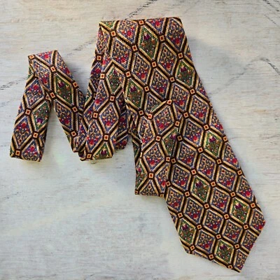 Corbata vintage Villa Bugatti Slax ropa de hombre Austin, TX seda 58" años 90 hecha en Italia Foto 1 de 4