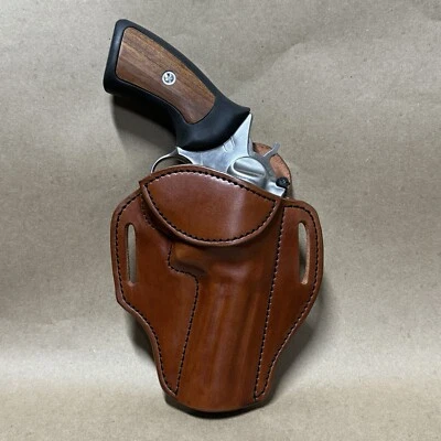 Ruger GP 100 LEFT HAND 4" Barrel  Leather Pancake holster (READ LEAD TIME) - Image 1 of 4