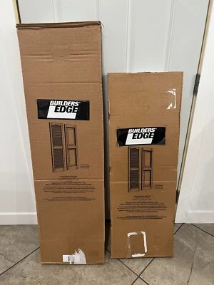 Lot of 2 Sets of New Shutters - Builders Edge Louver 018 Style Tuxedo Gray - Image 1 of 4