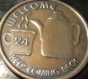 Coffee Pot Bronze Alcoholics Anonymous AA Medallion token Chip Coin Sobriety - Picture 1 of 8