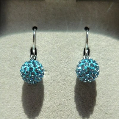 NUEVO RARO Pendientes colgantes Swarovski Lola & Grace bola de cristal azul brillante nuevos con etiquetas Foto 1 de 4