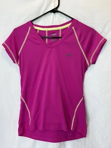 Avia Medium Pink And Yellow Vneck Shortsleeve Wicking Tshirt Excellent Used Cond - Picture 1 of 3