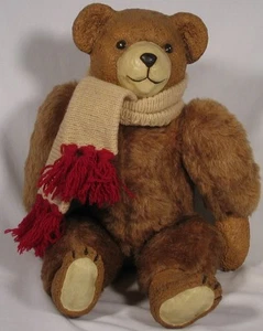Brown Bear with ceramic face & paws, jointed, 16" tall - Picture 1 of 1