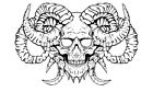 Poster Locandina Adesivo Riproduzione - Teschio Skulls Demon Horns Tatoo Mask