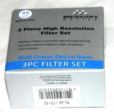 49mm 3P Hi Def Pro Lens Filter Kit UV PL FLD Japan MC Merkury Round 49 mm - Image 1 of 2