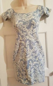 MOTEL ROCK LADIES XS BLUE FLORAL PRINT STRETCH BODYCON DRESS L5 - Picture 1 of 2
