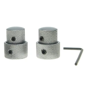 *NEW 2 CONCENTRIC CONTROL KNOBS for Guitar+ Bass Volume Tone Knurled Chrome - Picture 1 of 2