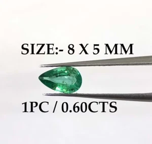 0,60 ct natürlicher Glanz Smaragd Birne Größe 8 x 5 mm geschliffener Edelstein für Meisterwerk 5197 - Bild 1 von 5