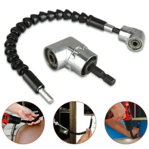Right Angle Drill Adapter Flexible EXTENSION Bits 1/4" Hex Shank Hard Extensions - Picture 1 of 20