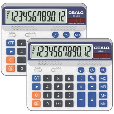 Desktop Calculator Extra Large 5-Inch LCD Display 12-Digit Big Number Account... - Image 1 of 4