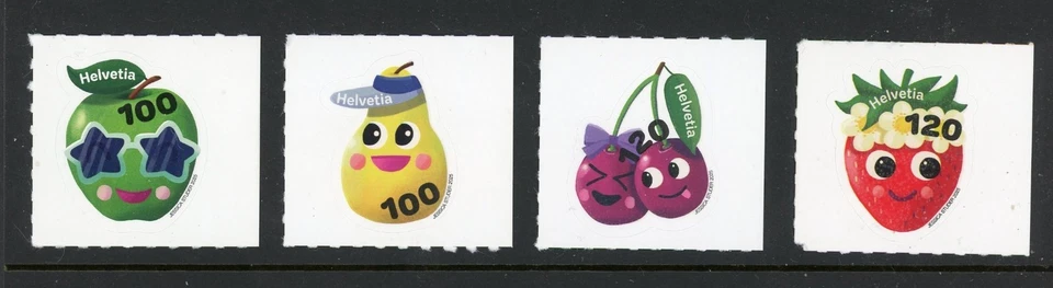 Estampillas inusuales de frutas de verano Suiza 2025 4v MNH en formas extrañas Foto 1 de 1