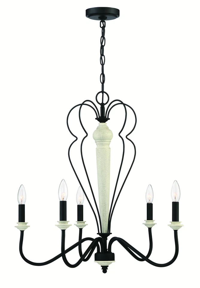 Craftmade 52525 Anna 5 Light 26"w Taper Candle Chandelier - Cottage White /