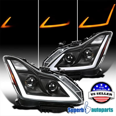 Fits 2008-2015 Infiniti G37 Q60 Black Projector Headlights Switchback LED Signal - Image 1 of 4
