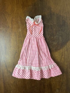 VINTAGE 70er IDEALES KNACKIGES ROSA-WEISS KARIERTES "TWIRLY BEADS KLEID" - Bild 1 von 9