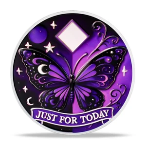 Purple Butterfly 1-65 Years Custom Sobriety Coin Narcotics Anonymous Medallions - Picture 1 of 17