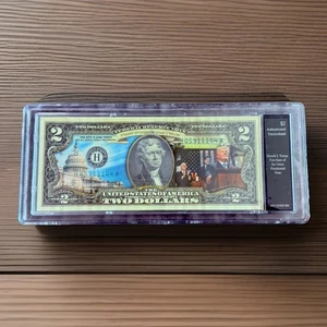 Billete de $2 Donald Trump MAGA sellado “Estado de la Unión” raro auténtico sin circular 004 - Imagen 1 de 5