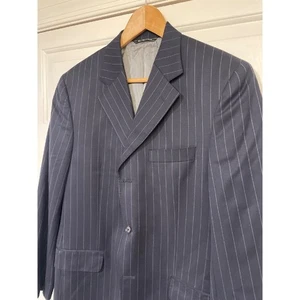 Jack Victor Lord & Taylor Wool Navy Blue Pinstripe Blazer 3 Button Suit Coat 40R - Picture 1 of 6