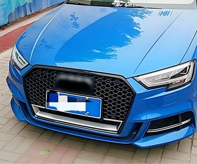 适用于奥迪 2017 - 2018 - 2019 年 A3 S3 RS3 风格蜂窝烤架带下框 — 第 1/4 张图片