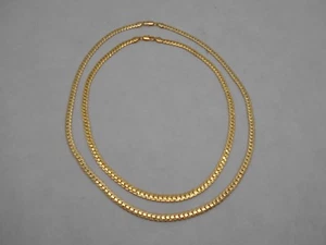 Herringbone Link Gold Tone Necklaces 2 pieces Fashion Costume Jewelry New - Picture 1 of 6
