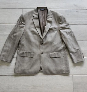 Joseph & Feiss Gold Beige Brown Houndstooth Blazer Sports Coat Men Size 44 Short - Picture 1 of 7