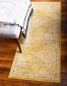 Unique Loom Penrose Collection Area Rug - 6'1" x 2'2" (Runner), Yellow/Beige - Picture 1 of 9