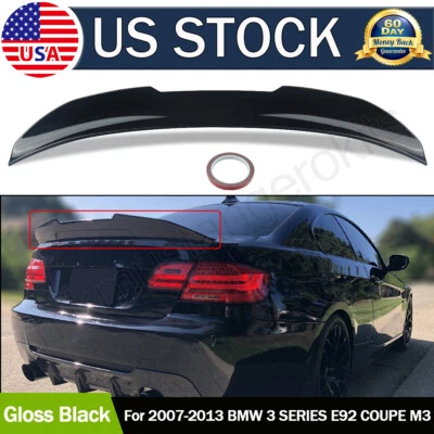 FOR 07-13 BMW E92 M3 2DR TRUE HIGHKICK DUCKBILL GLOSSY BLACK TRUNK SPOILER WING Foto 1 de 4