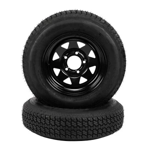 2-Pk Trailer Tires On Rim ST175/80D13 175/80 D 13 LRC 5 Lug Black Spoke Wheel - Picture 1 of 7