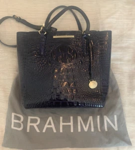 Brahmin Medium Asher Andesite Purpleish-Blue Leather Bag Tote *HTF Color* - Picture 1 of 16