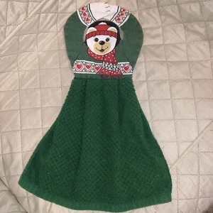 Bear Hanging Christmas Kitchen Towel ~ 19.5 " long ~ Vintage - Picture 1 of 5