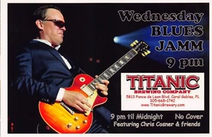 ADVERTISING CARD~TITANIC BREWING COMPANY~CORAL GABLES FL~WEDNESDAY BLUES JAMM - Picture 1 of 2