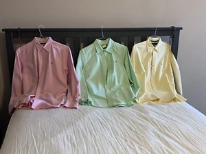 Polo Ralph Lauren Mens Sz 20 & M Dress Shirt Cotton,  Pink, Yellow & Mint  LOT 3 - Picture 1 of 9