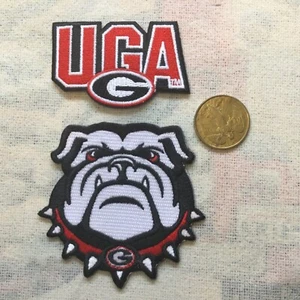 (2) Lote de parches bordados de hierro en UGA GEORGIA BULLDOGS VINTAGE  - Imagen 1 de 2