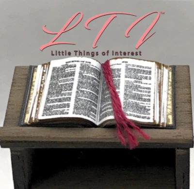 1:24 Scale BIBLE *OPEN BOOK* Dollhouse Book Miniature Book 1/2" Scale  - Image 1 of 4