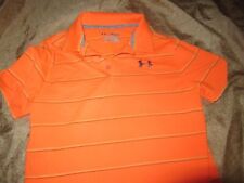 nwot under armour orange stripe short sleeve polo shirt boys M 12 free ship USA
