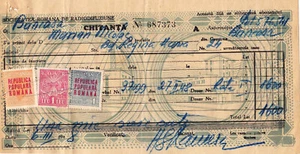 Romania, 1948, Romanian Radio Broadcasting Company, Bill / Receipt - Revenues - Picture 1 of 2
