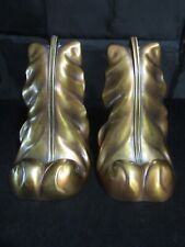 VINTAGE SCROLL CAST BOOKENDS BRASS PLATED BY PHILADELPHIA MFG. CO.