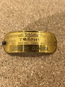 Vintage Trophy Plaque Cincinnati Athletic Goods Co 1940 1941 Johnny Schira Badge - Picture 1 of 2