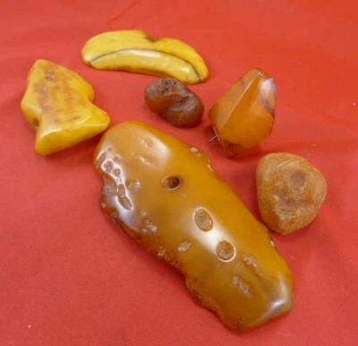 134,9 Gramm 6 natural Baltic Butterscotch Amber Roh Bernsteine - Bild 1 von 4