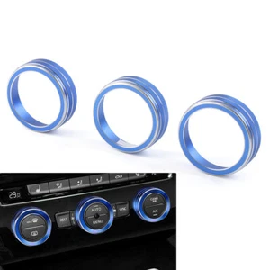 3xAC anillo de control de clima cubierta de botón para VW Golf Jetta Tiguan Passat Atlas azul - Imagen 1 de 10