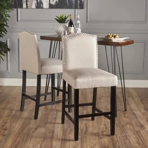 Set of 2 Modern Rivet Counter Height Stools Dining Chairs for Kitchen Island - Picture 1 of 12