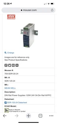 Mouser Power Supply 150w 24v 5a. - Image 1 of 2